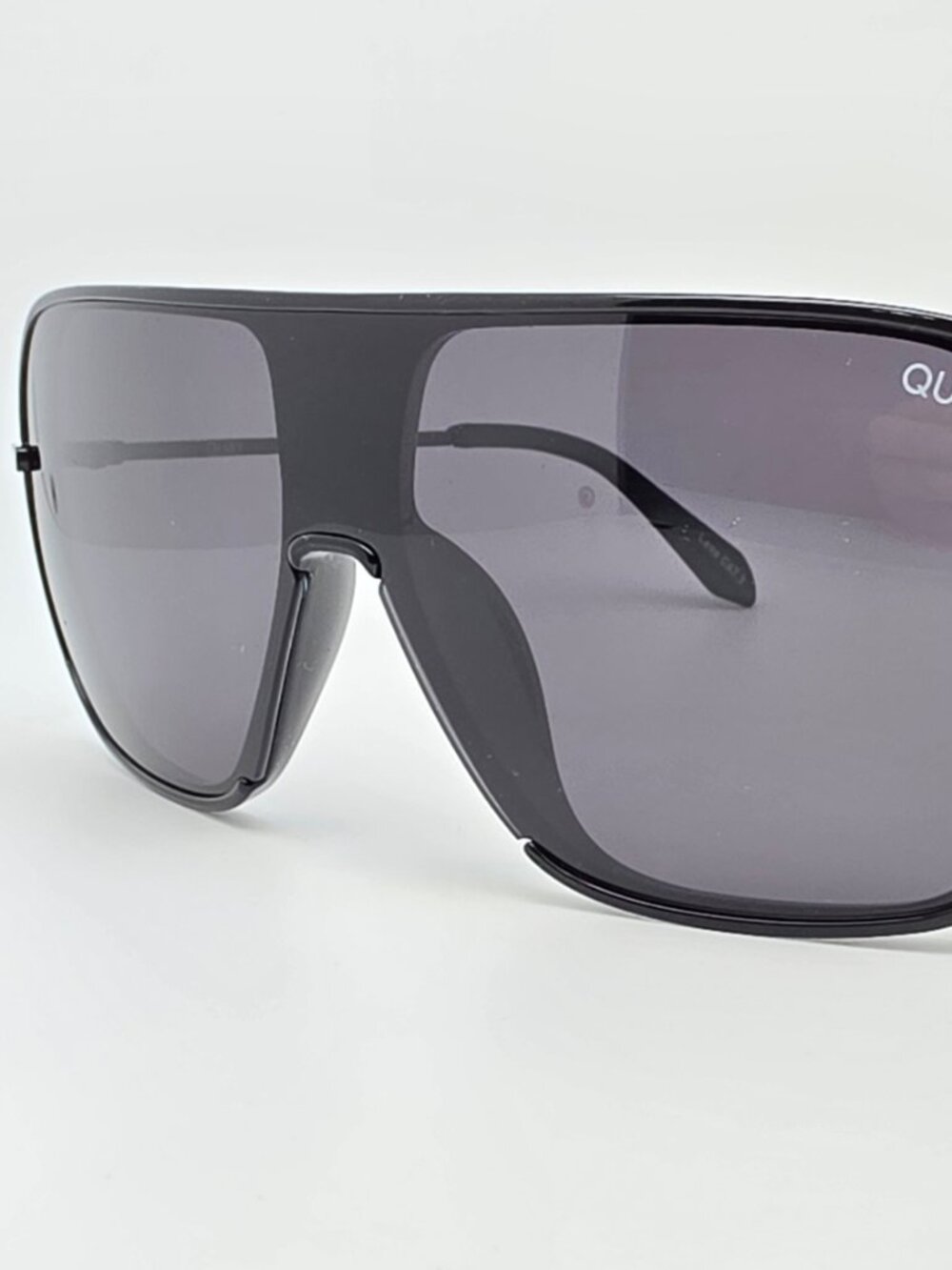 Quay Australia Take A Number Black Frame Polarized Smoke Lens Shield Sunglasses